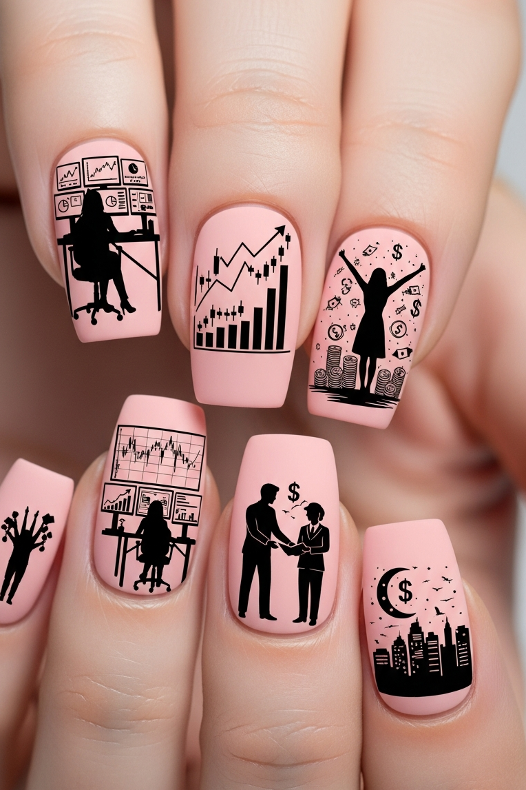 Pink – Corporate Inspired Nail Art that transforms everyday polish into a canvas of creativity. Because success looks sweeter in pink.