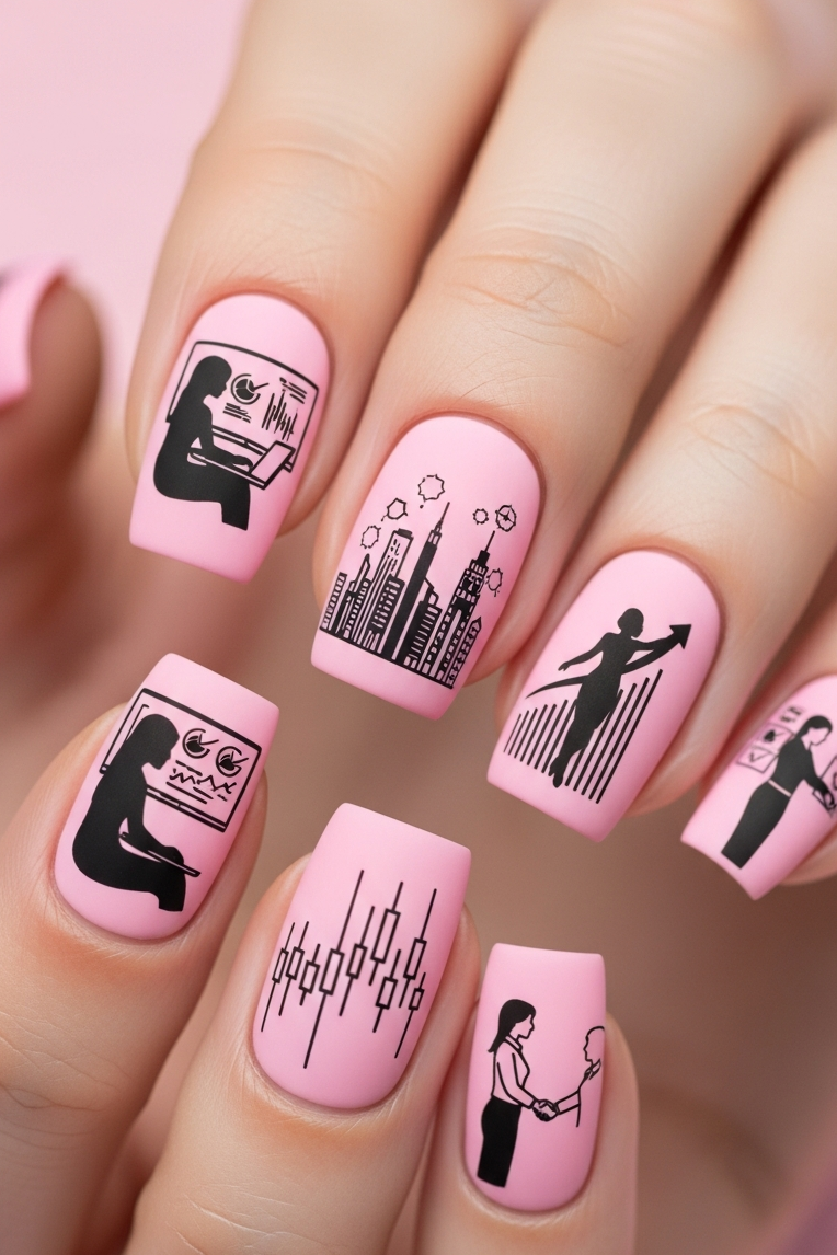 Sleek designs, radiant tones, and corporate polish—Pink – Corporate Inspired Nail Art proves confidence comes in every shade.