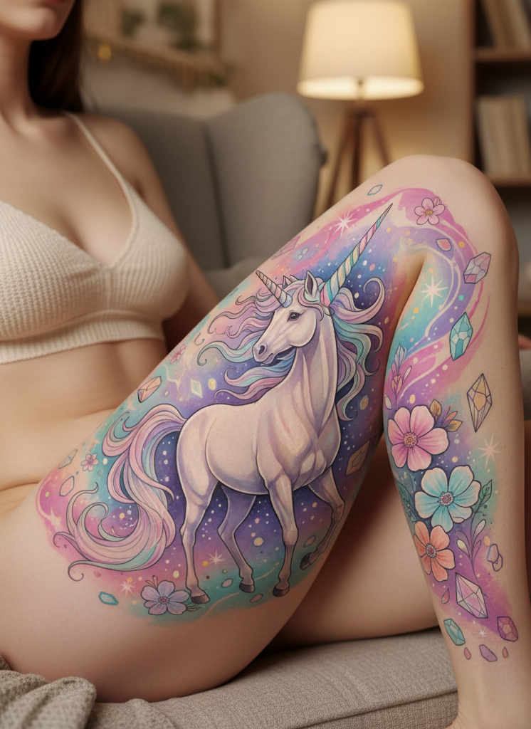 Magical Tattoos for Women: 45+ Enchanting Inspirations | Pocoko Unicorn leg tattoos are unapologetically magical. They blend strength, beauty, and fantasy into one breathtaking statement.