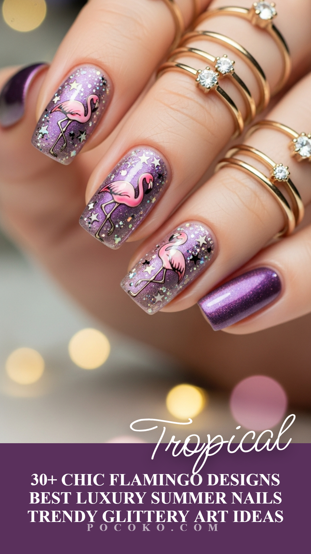 Flamingo nailart ideas are proof that playful can still look polished. A pop of pink and that iconic flamingo pose instantly turns nails into tiny works of art.