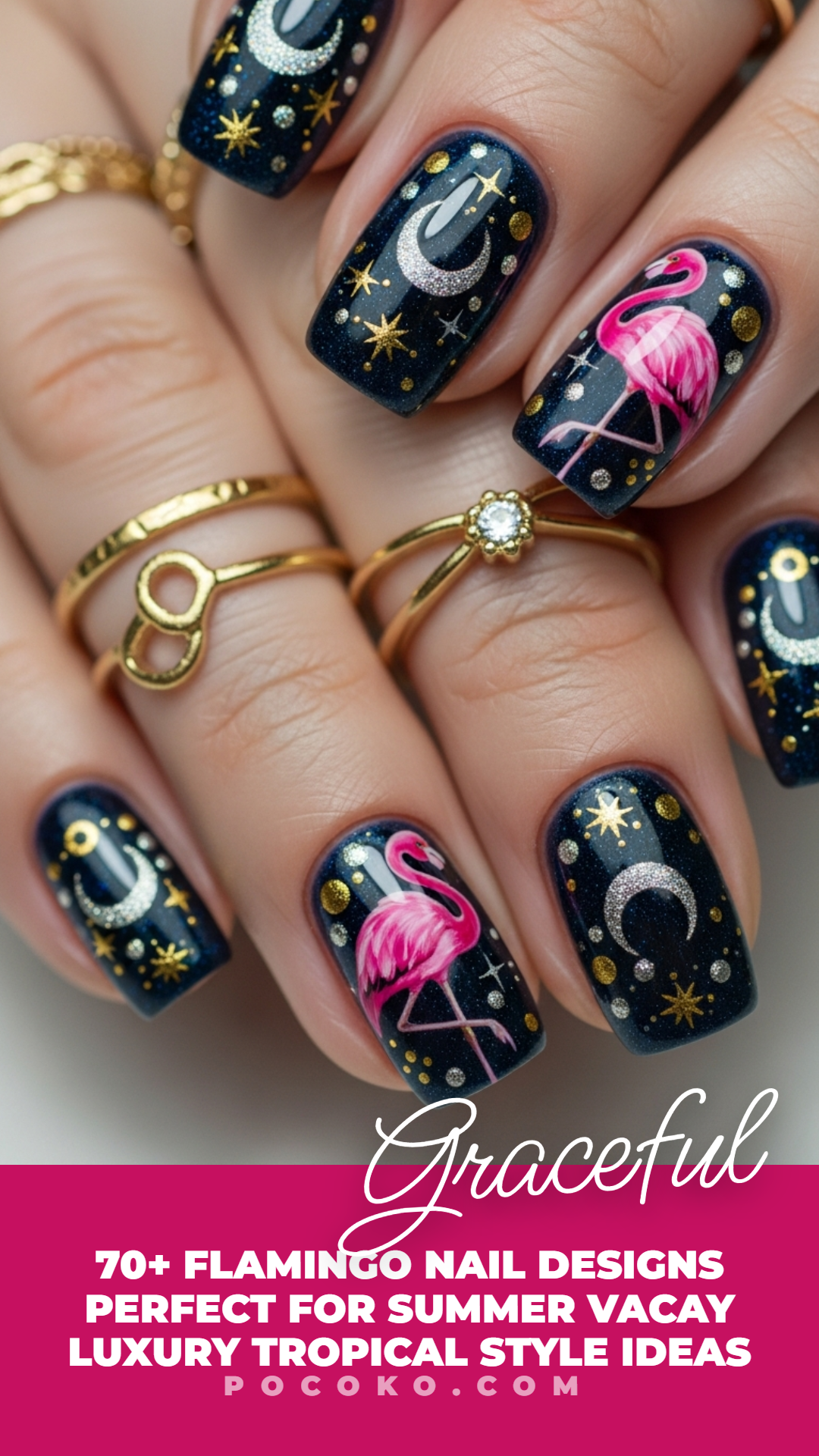 Flamingo nailart ideas add just the right dose of tropical charm. One elegant bird and suddenly your nails feel like they’re on island time.